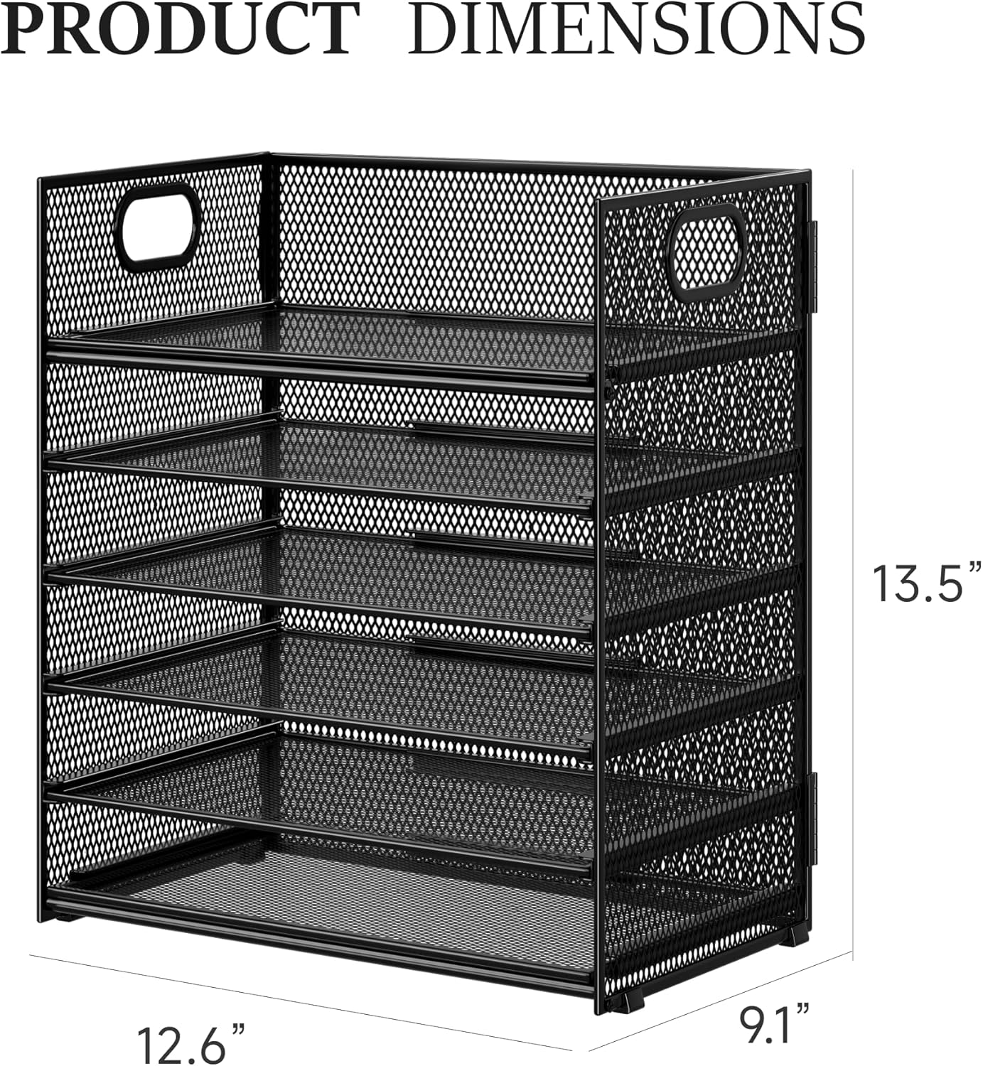 Subekyu 2-Pack 6-Tier Paper Tray Organizer for Desk - Black Mesh File Folder Sorter with Handles, Desk Letter Holder for Office, Home, School Supplies Storage & Organization