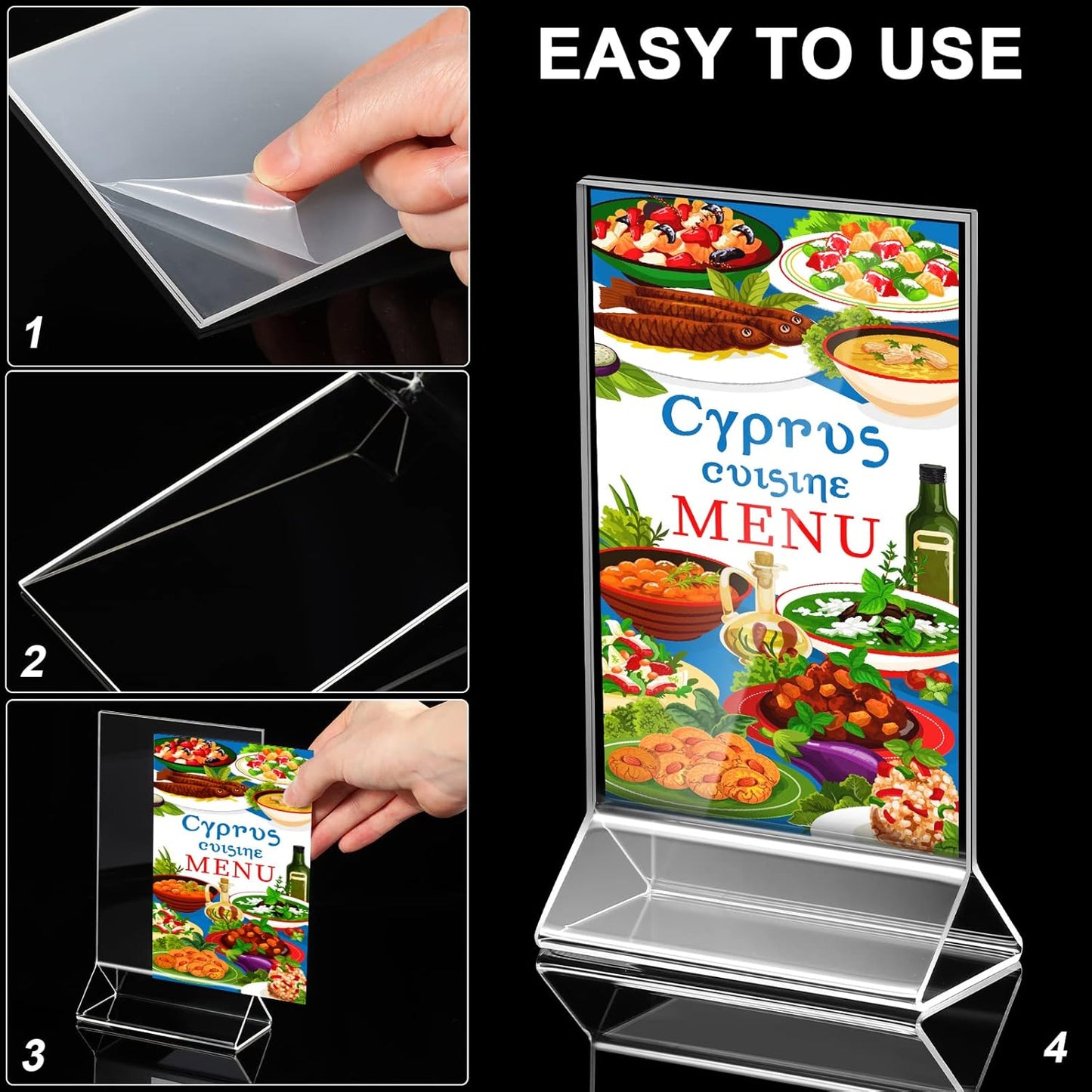 24 Pack Acrylic Sign Holder, Plastic Clear Table Display Holder Double Sided Menu Display Stands T Shaped Card Picture Frames for Office, Weddings, Meetings, Hotels, Restaurants (4 x 6 Inches)