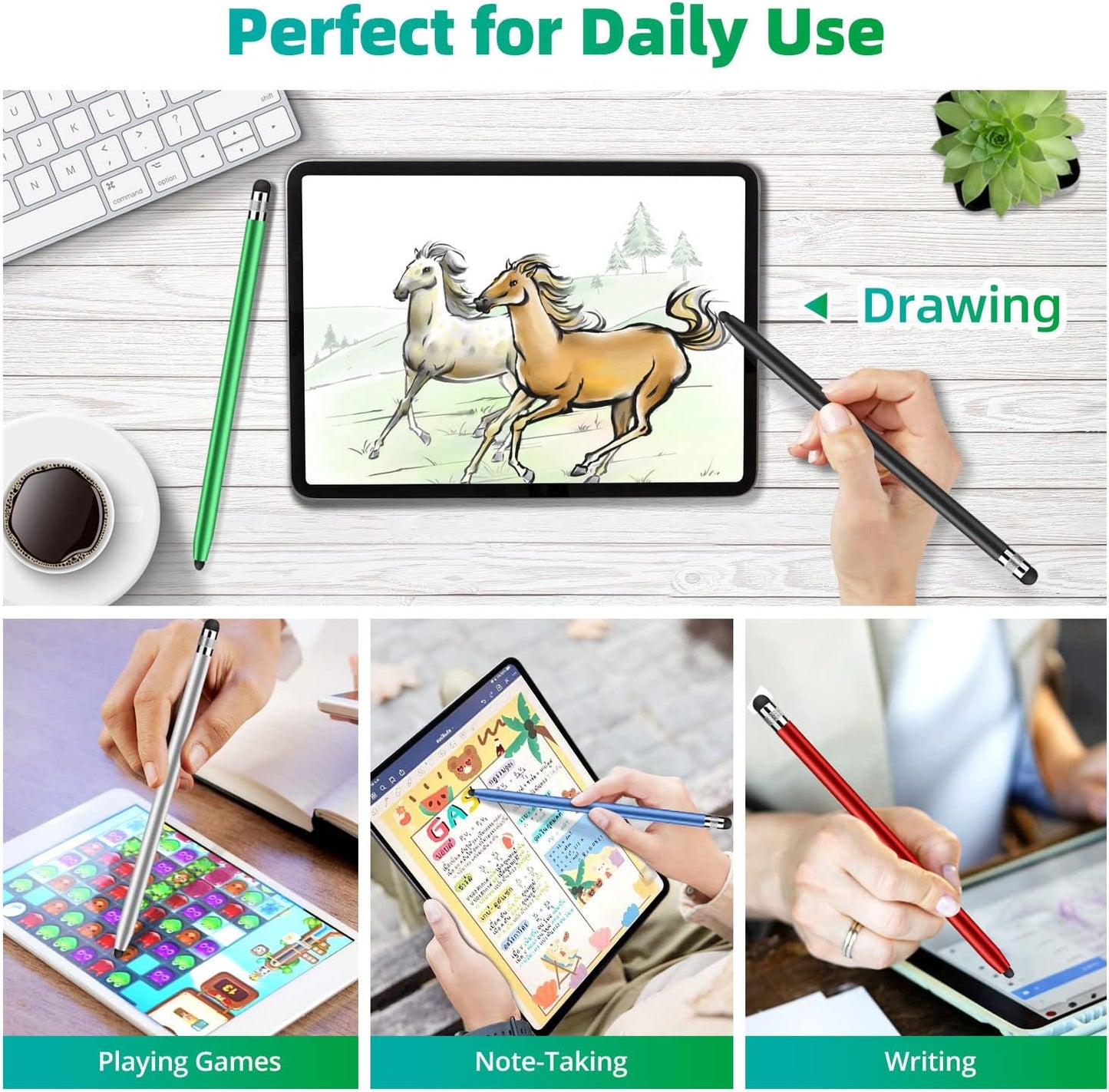 Stylus Pens for Touch Screens, 5 Pack Stylus Pen for iPad iPhone Android Chromebook Tablets and More Capacitive Touchscreen Devices High Sensitivity & Precision No Scratches Rubber Tips Stylist