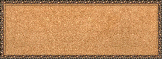 Amanti Art Natural Cork Board for Wall, 14x38 Vision Board with Bronze Frame, Medium Corkboard Office Decor for Home Organization, Traditional Corkboard Pinboard to Display Items for Home