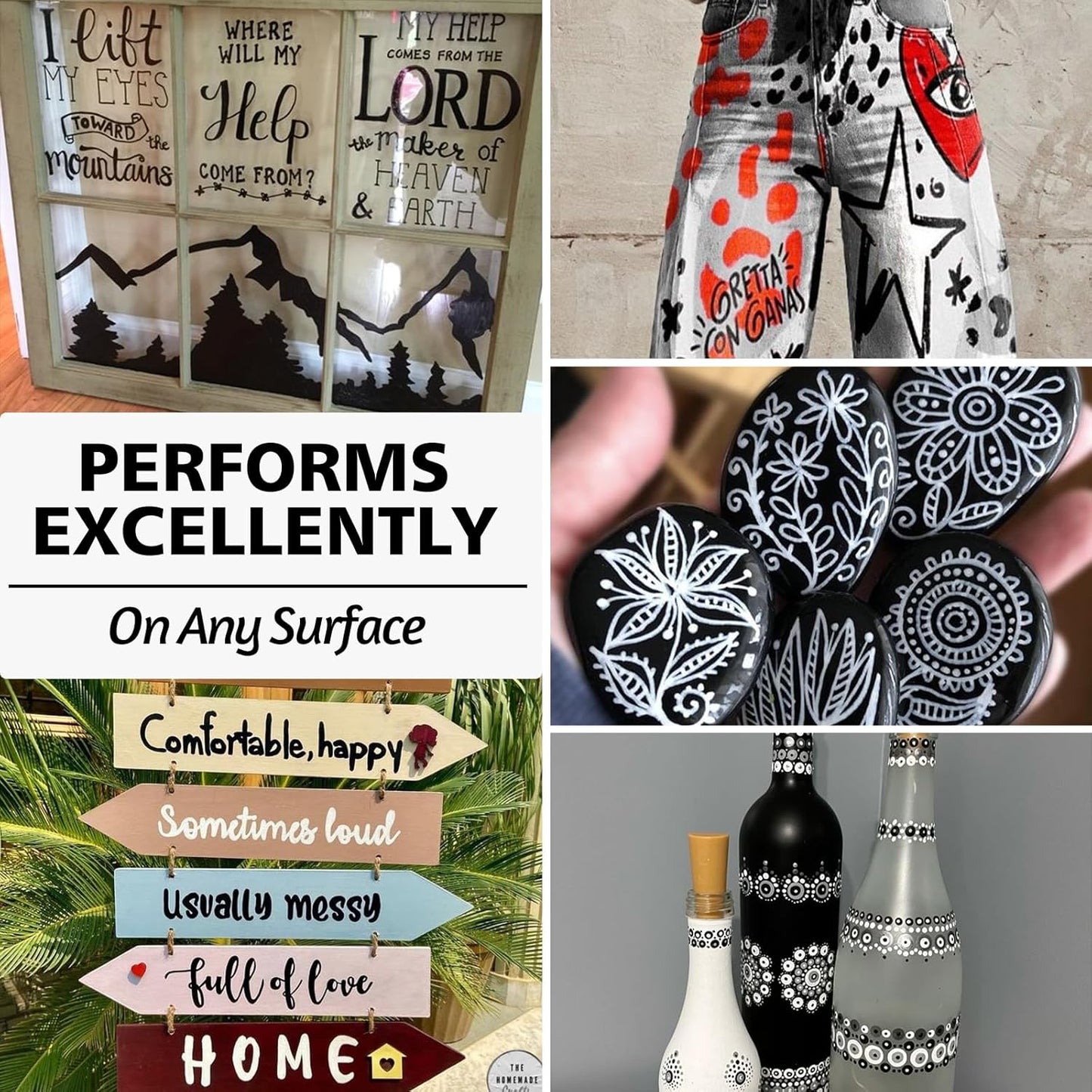 SFAIH Black & White Acrylic Paint Markers - 8 Pack 2-3MM Medium Tip & 0.7MM Extra Fine Paint Pens for Rock Painting, Wood, Metal, Fabric, Plastic, Canvas, Glass, Ceramic, Diy Crafts