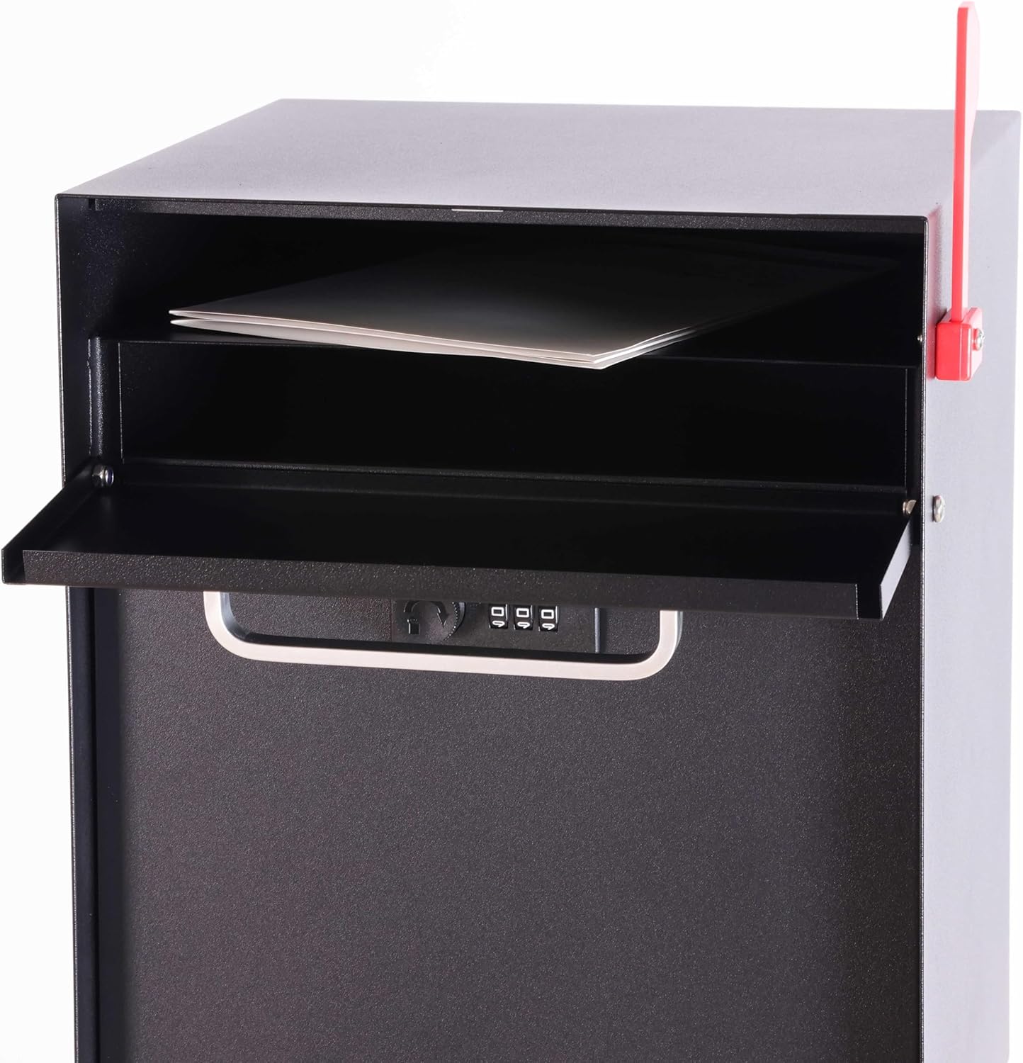 Post Mount Locking Mailbox with Code Lock - Large Capacity Security Password Metal Lock Mailbox - Waterproof Vertical Drop Mail Box Outdoor
