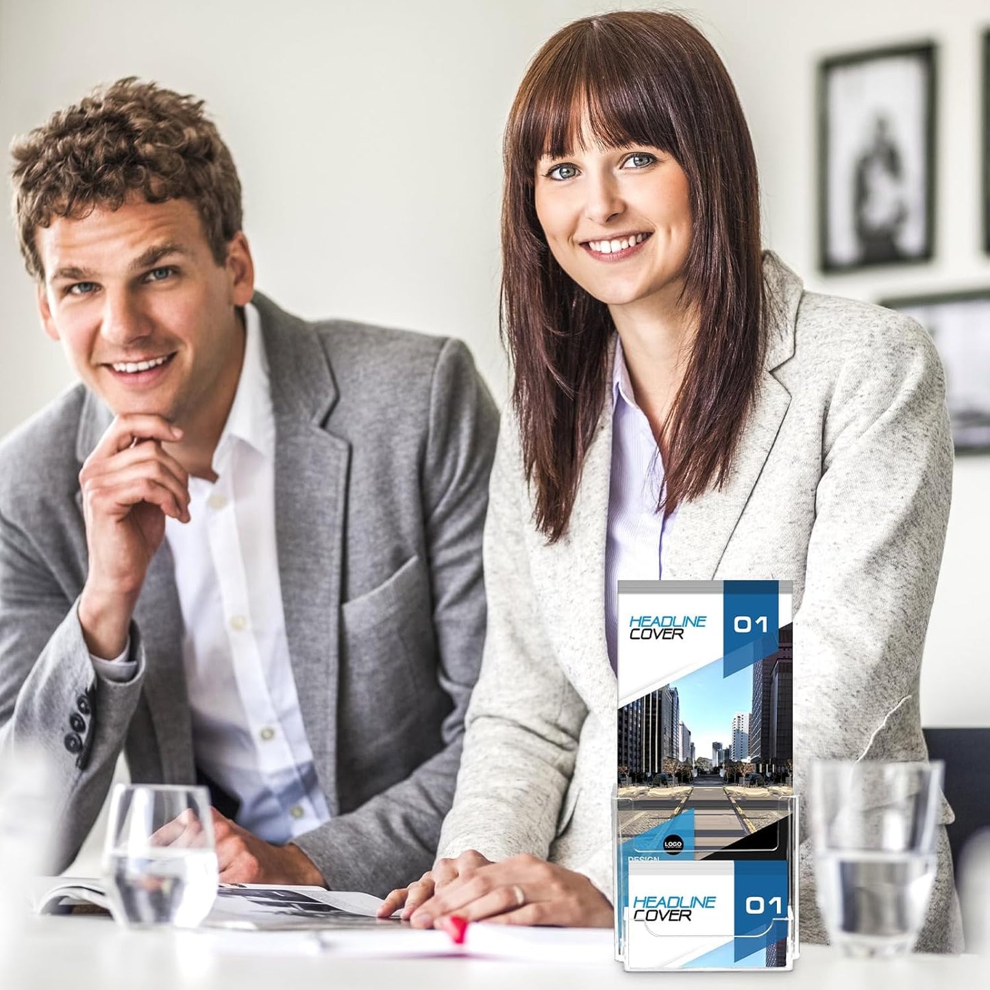 Wenqik Acrylic Brochure Holder with Business Card 4.1 Inch Rack Card Holder Pamphlet Display Stand Organizer for Menu Flyer Magazine Office Booklets(10 Pcs)