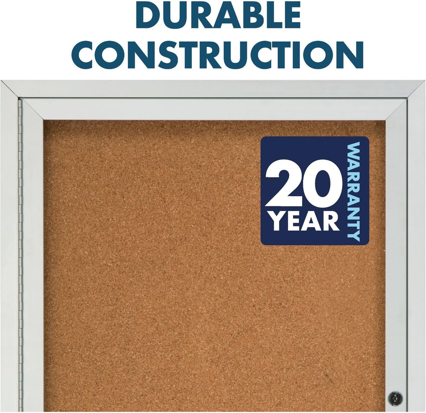 Quartet Cork Board, 1 Door, Bulletin Board, Enclosed, 2' x 3', Outdoor, Corkboard, Aluminum Frame (2121)