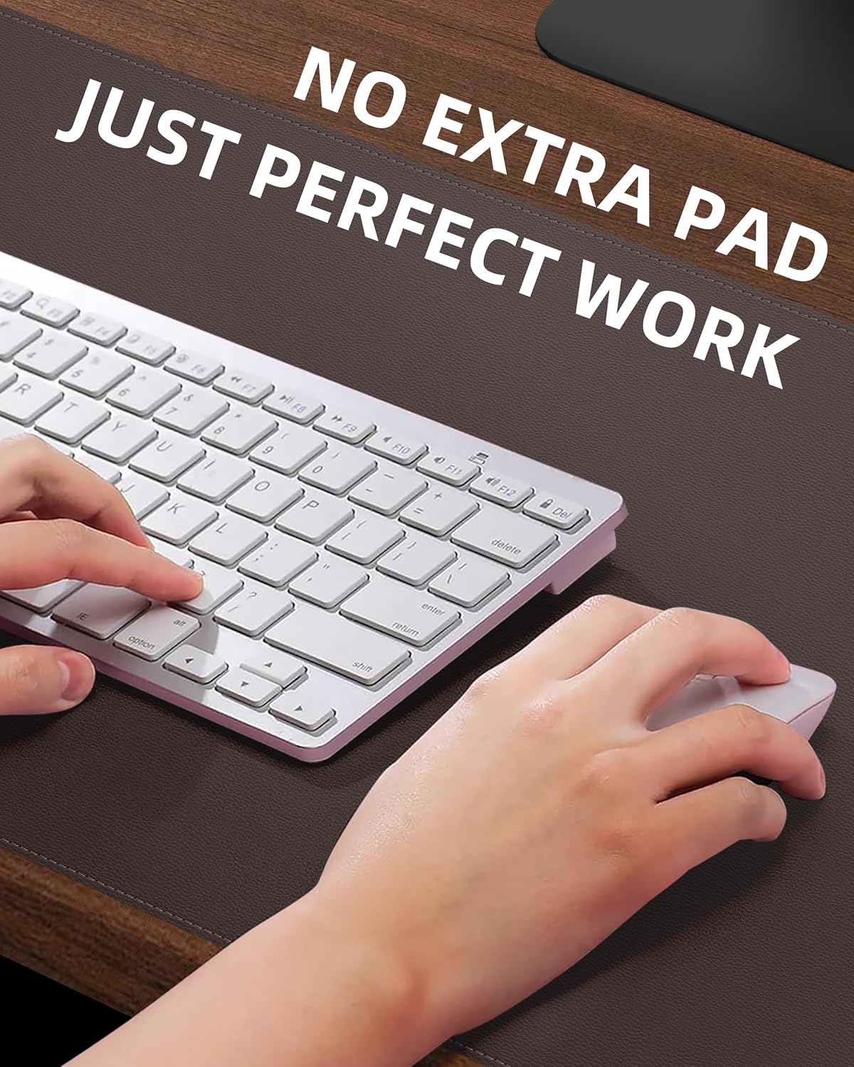 Desk Pad Mat 23.6"x13.7" - Waterproof Mouse Pad & Desk Protector, Non-Slip PU Leather for Gaming Keyboard/Mouse, Stitched Edge XL Office Desk Pad with Ergonomic Support(Chocolate)