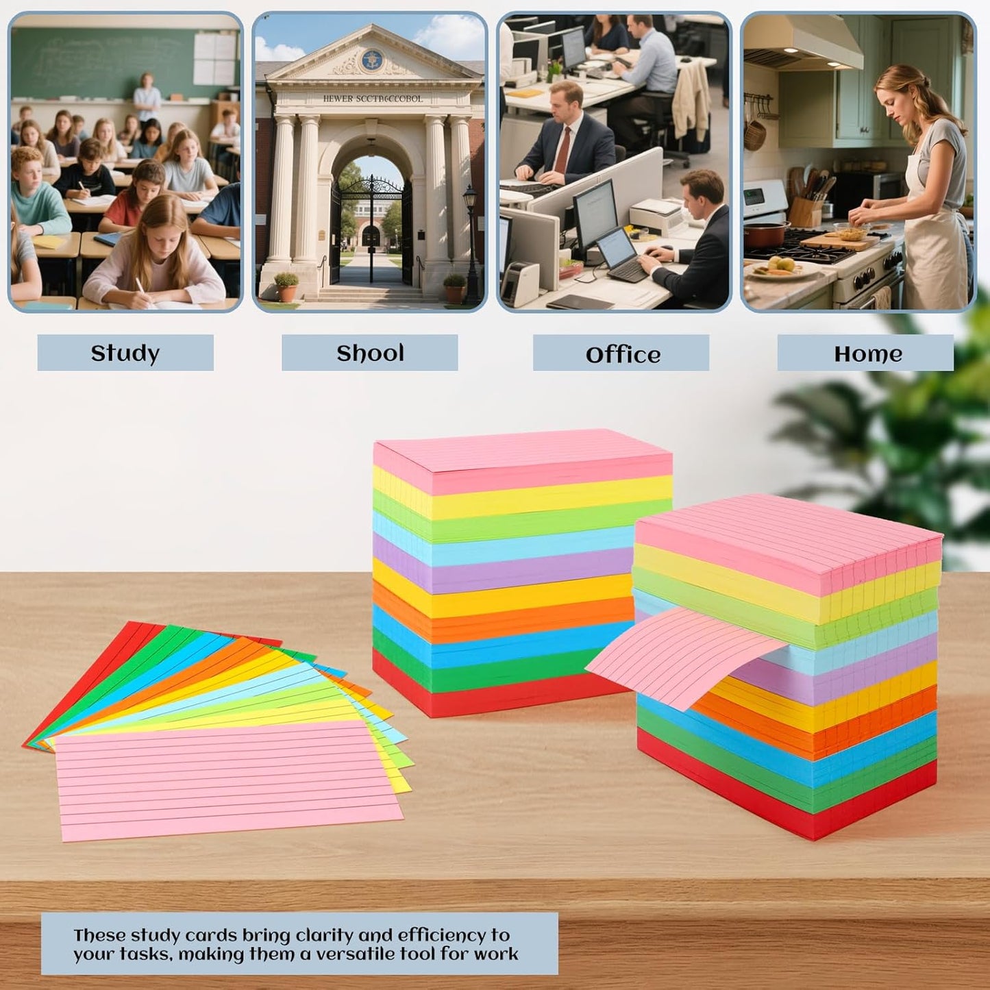 Tecmisse Index Cards 3 x 5 Colored, 600 PCS Colorful Flash Index Card, Note cards, Study Cards, Flash Cards for Studying, Taking Notes, To Do List, 10 Colors