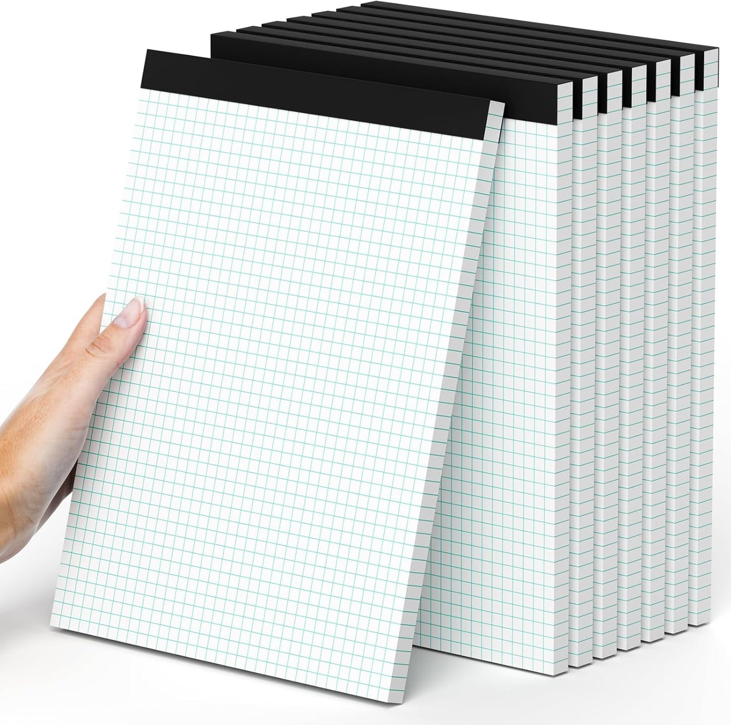 Quad Ruled Graph Paper Pad, 8 pack of 50 Sheets, White, 4x4 (4 Squares per inch), 8.5 x 11.75-Inch Grid Paper Pad