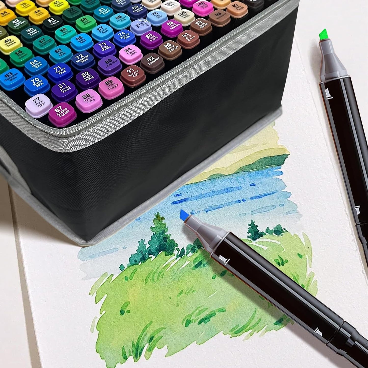 120-Color Dual-Tip Alcohol Markers Set - Alcohol-Based Art Markers for Coloring, Drawing & Sketching -Gift for Kids, Teens, Artists
