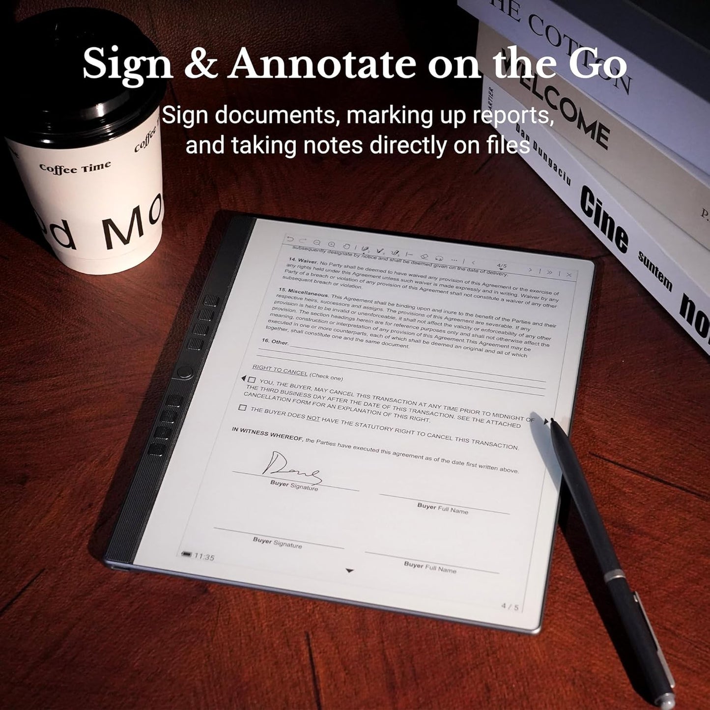 eNote 2 Paper Tablet Bundle, 10.3-inch Pen Only Writing Tablet, Electronic Notebook Digital Notepad, 300 PPI 4G 128G E-Ink Reader with Folio Cover & Two B5 Pens