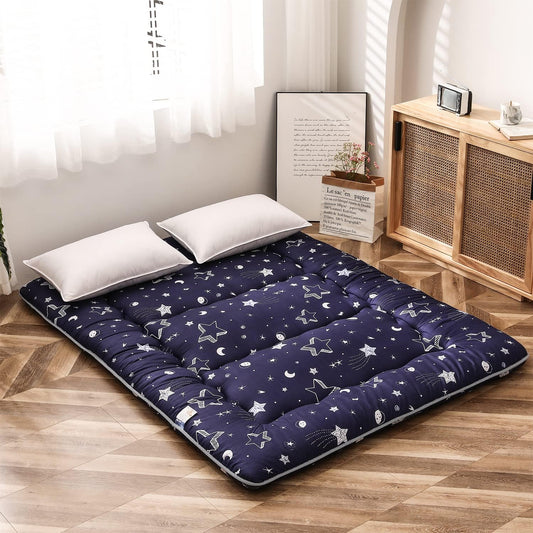 MAXYOYO Navy Star Futon Mattress Japanese Tatami Mat Foldable Bed Portable Camping Mattress Kids Sleeping Pad Floor Lounger Couch Bed, Full