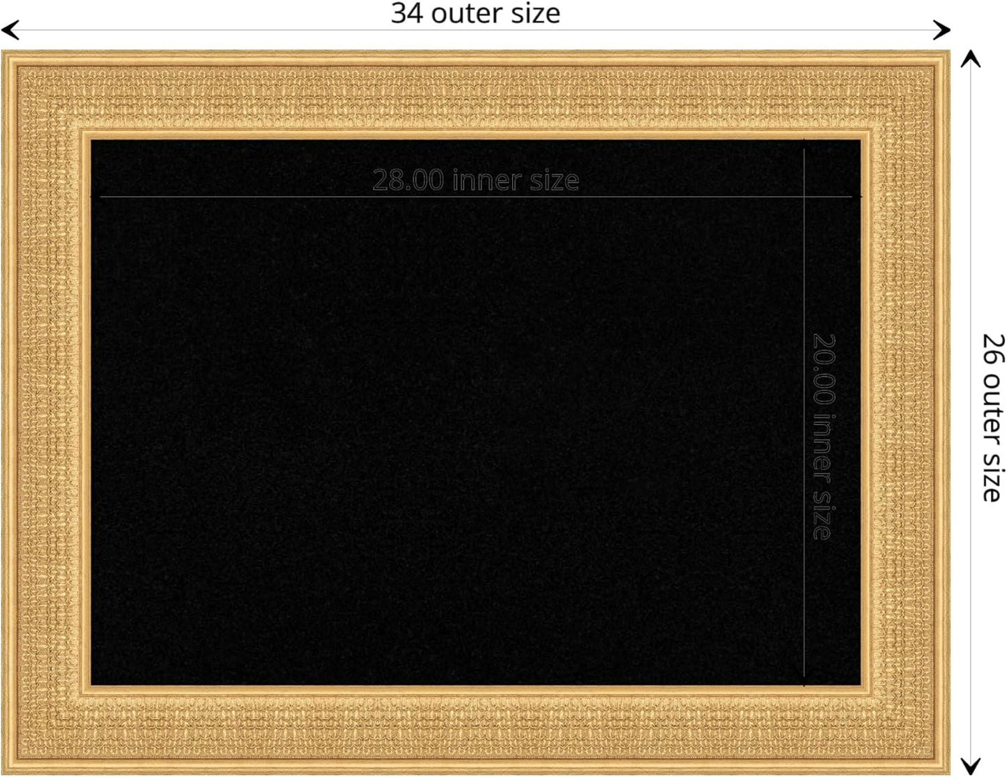 Amanti Art Black Cork Board for Wall, 26x34 Vision Board with Gold Wood Frame, Medium Corkboard Office Decor for Home Organization, Traditional Corkboard Pinboard to display items for home