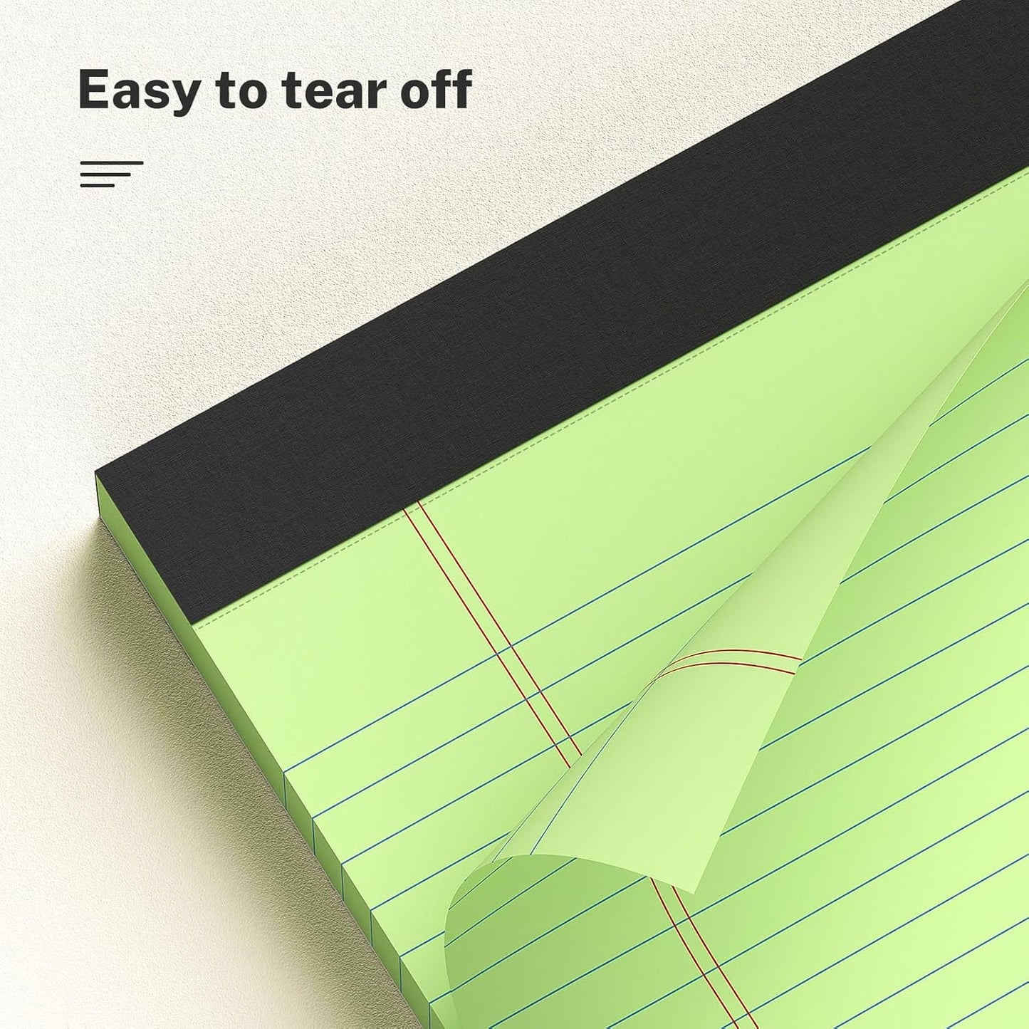 300 Sheets Green Legal Pads 8.5 x 11 College Ruled Paper 6-Pack Note Pads Narrow Ruled 50 Sheets per Notepad Perforated Writing Pad Durable Sturdy Back 8x11 Pads of Paper