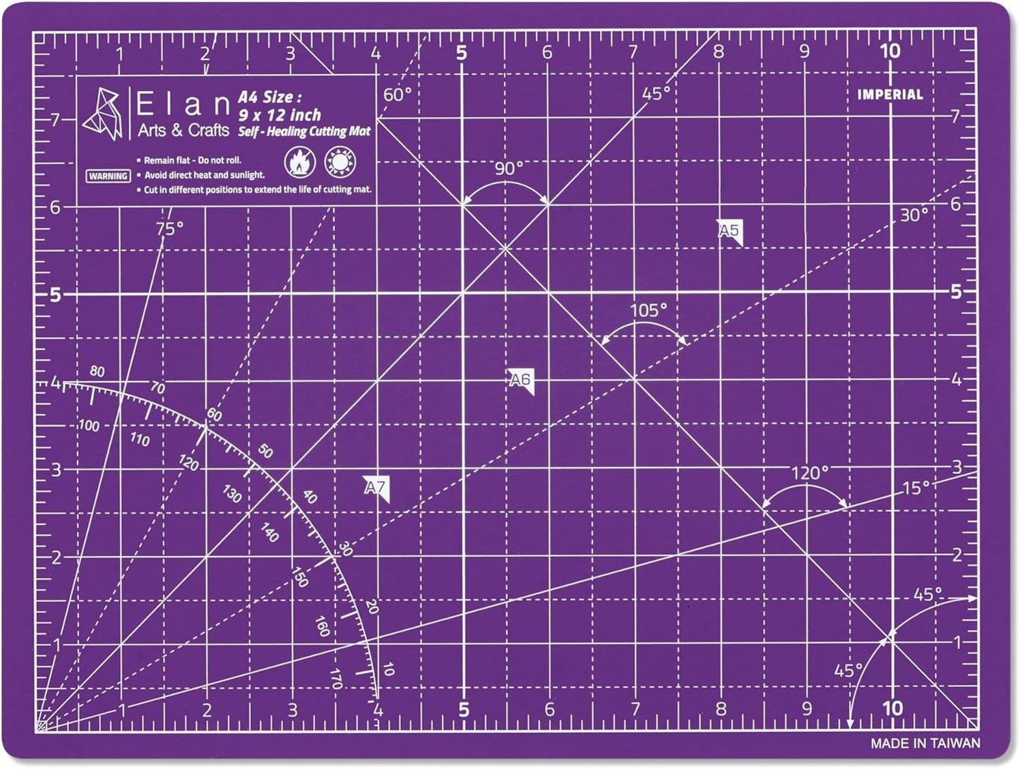 Elan Cutting Mat A4 Pink & Purple, Self Healing Cutting Mat 9x12 Inch, 5-Ply Craft Board Pink, Hobby Board for Crafts 9x12 Inch