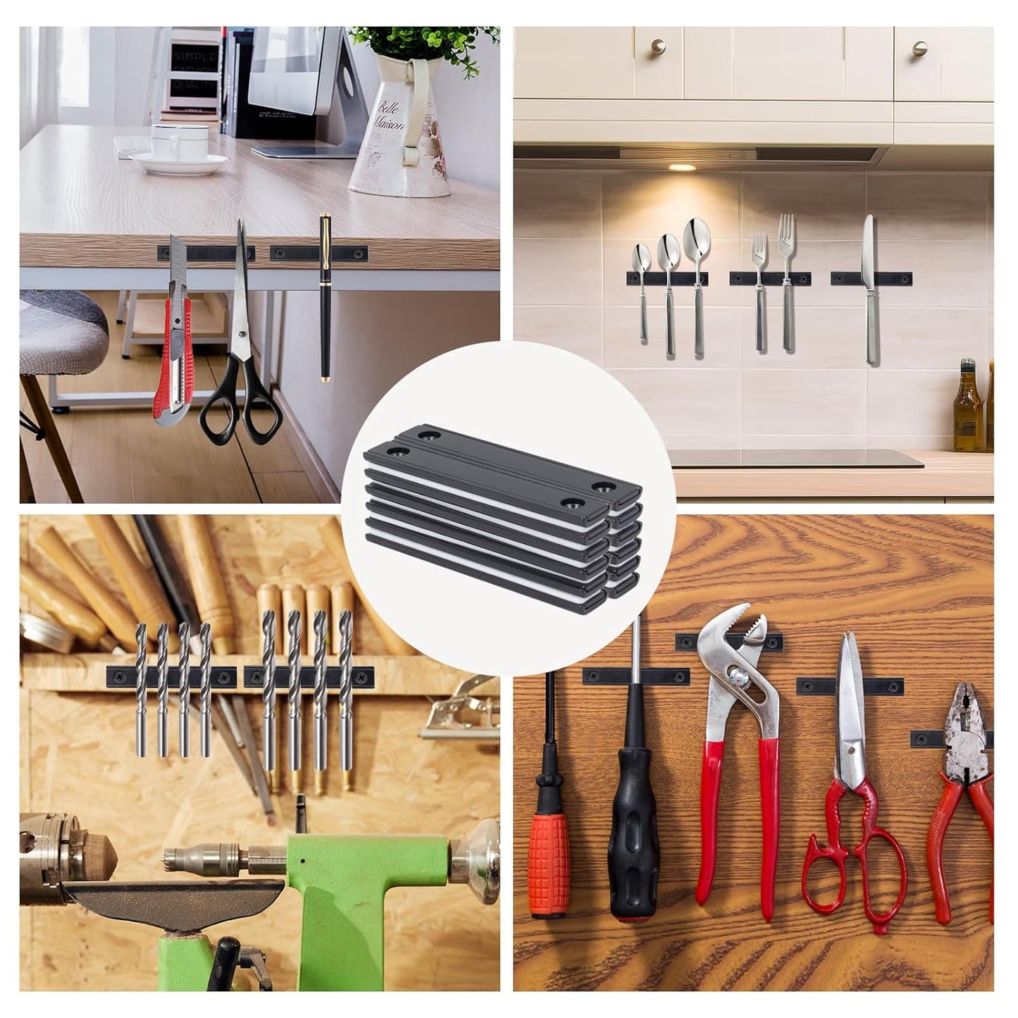 Strong Rectangular Pot Magnetic Strip,Screw in Magnets with Black Epoxy Protected, 76 x 12.7 x 3.5mm Rare Earth Bar Magnets with Countersunk Hole and Thin Steel Capsule 6 Pack