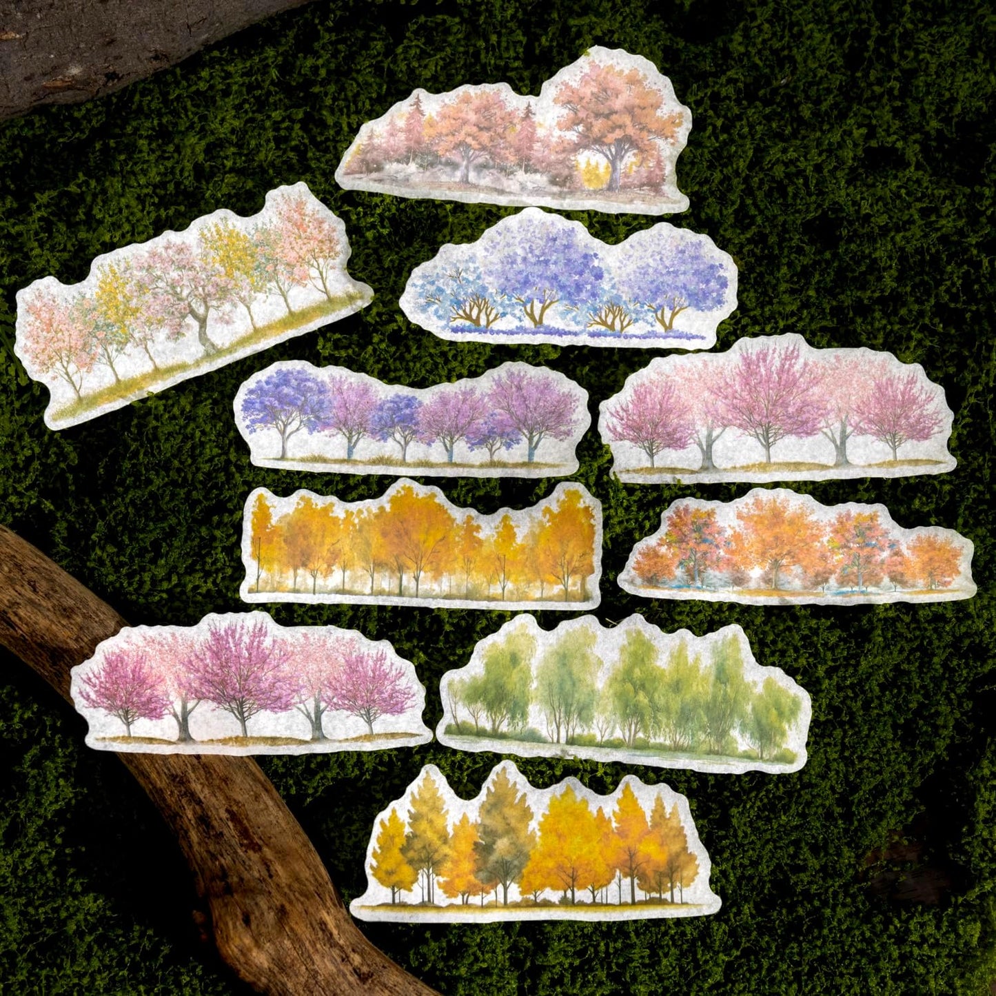 Tree Washi Stickers Set, 120PCS Nature-Inspired Forest Stickers for Scrapbooking, Journaling, DIY Crafts, and Art Supplies