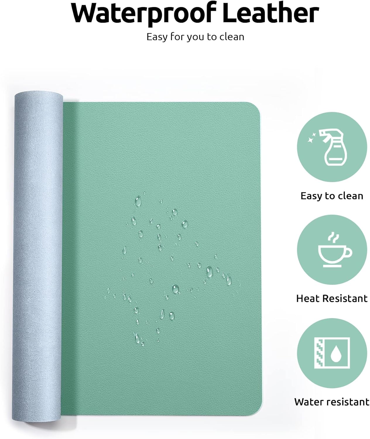 YSAGi Leather Desk Protector, Office Mat, Large Mouse Mat, Non-Slip PU Leather Blotter, Laptop Desk Pad, Waterproof Writing Pad for Office and Home (Green-Blue, 23.6" x 13.8")