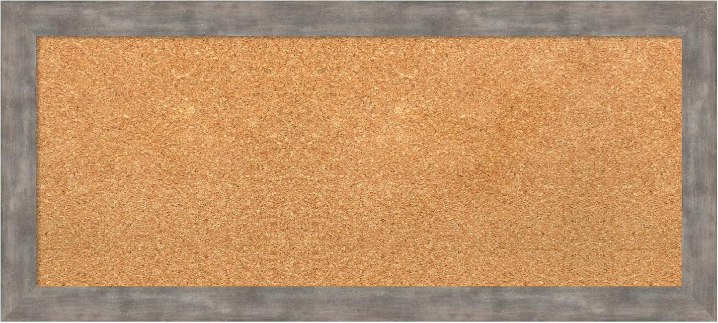 Amanti Art Natural Cork Board for Wall, 15x33 Vision Board with Silver Wood Frame, Medium Corkboard Office Decor for Home Organization, Casual Corkboard Pinboard to display items for home organization