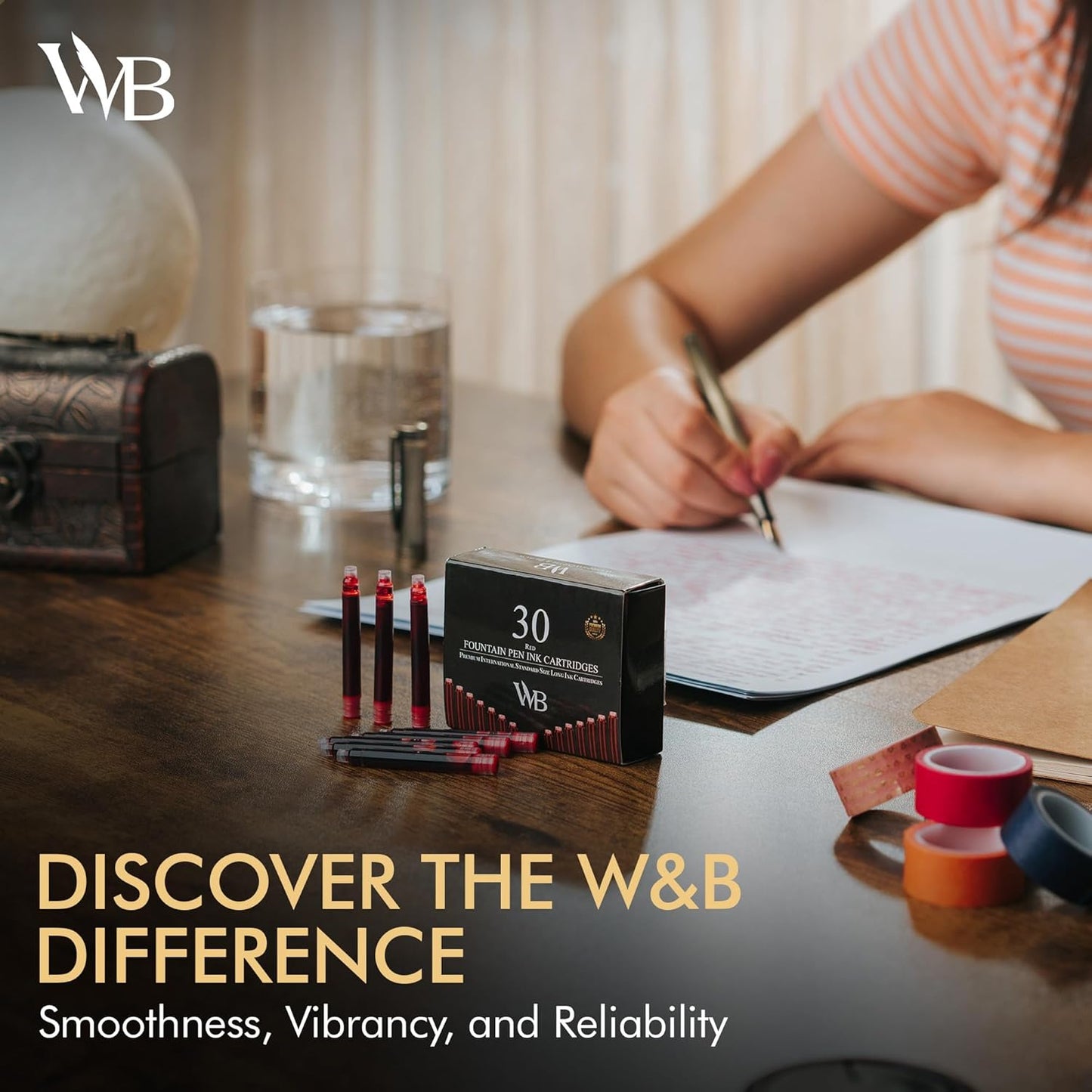 Wordsworth & Black 30 Pack Fountain Pen Ink Refills - Set of 30 Black Ink Cartridges - International Standard Size - Length APPR 2.3" - Base Diameter APPR 0.24" - Disposable and Generic