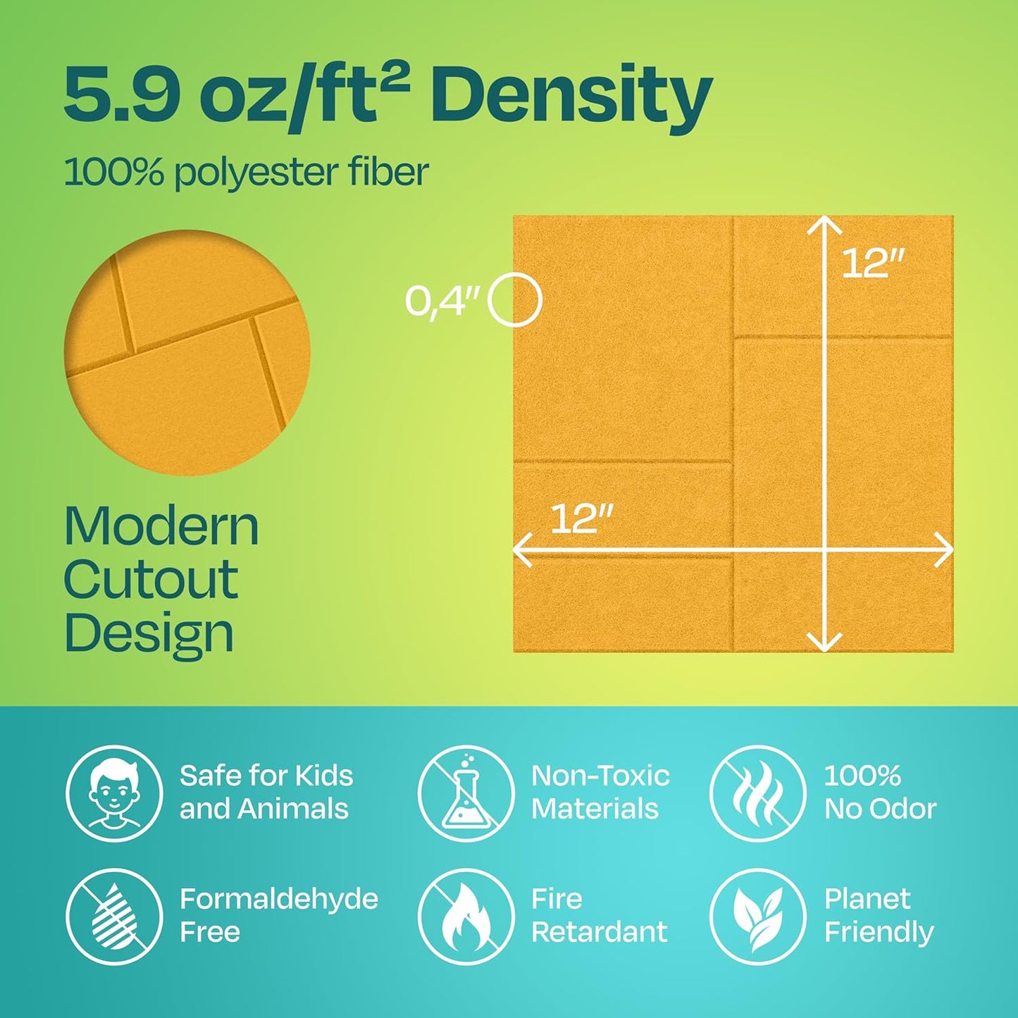 Acoustic Panels 12-Pack Soundproof Wall Panels 12"x12"x0.4" Decorative Sound Dampening for Your Home, Office, Studio, Bedroom & More with Unique GridFrame Carving [Yellow Orange Gold]