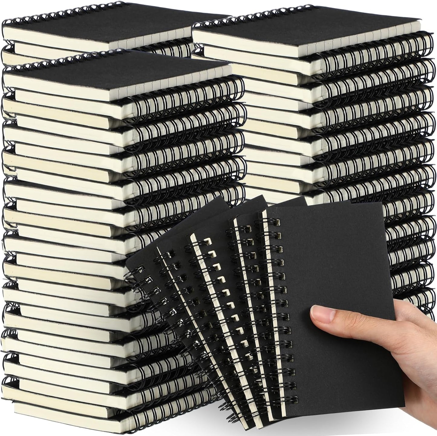 Jutom 200 Pcs Small Spiral Notebooks Memo Pads 3x5 Bulk Small Pocket Notebooks Mini Notepads with Lined Pages Mini Journals for Office Back to School Work Writing Supplies, 120 Pages (Black)