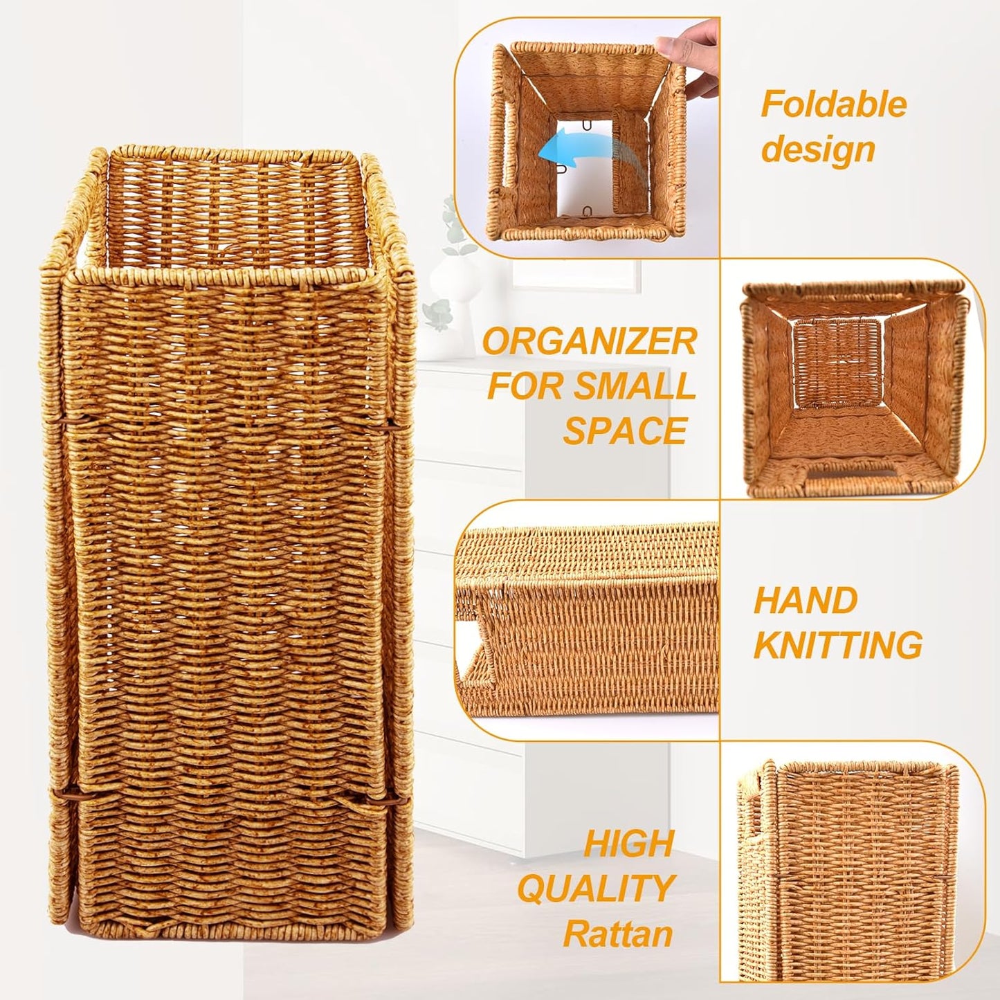 Rattan Umbrella holder, Hand Woven Umbrella Holder for Entryway, Indoor Umbrella Rack Organizer Freestanding, Umbrella Bucket Fits Mudroom,Walking Canes,Home,Office