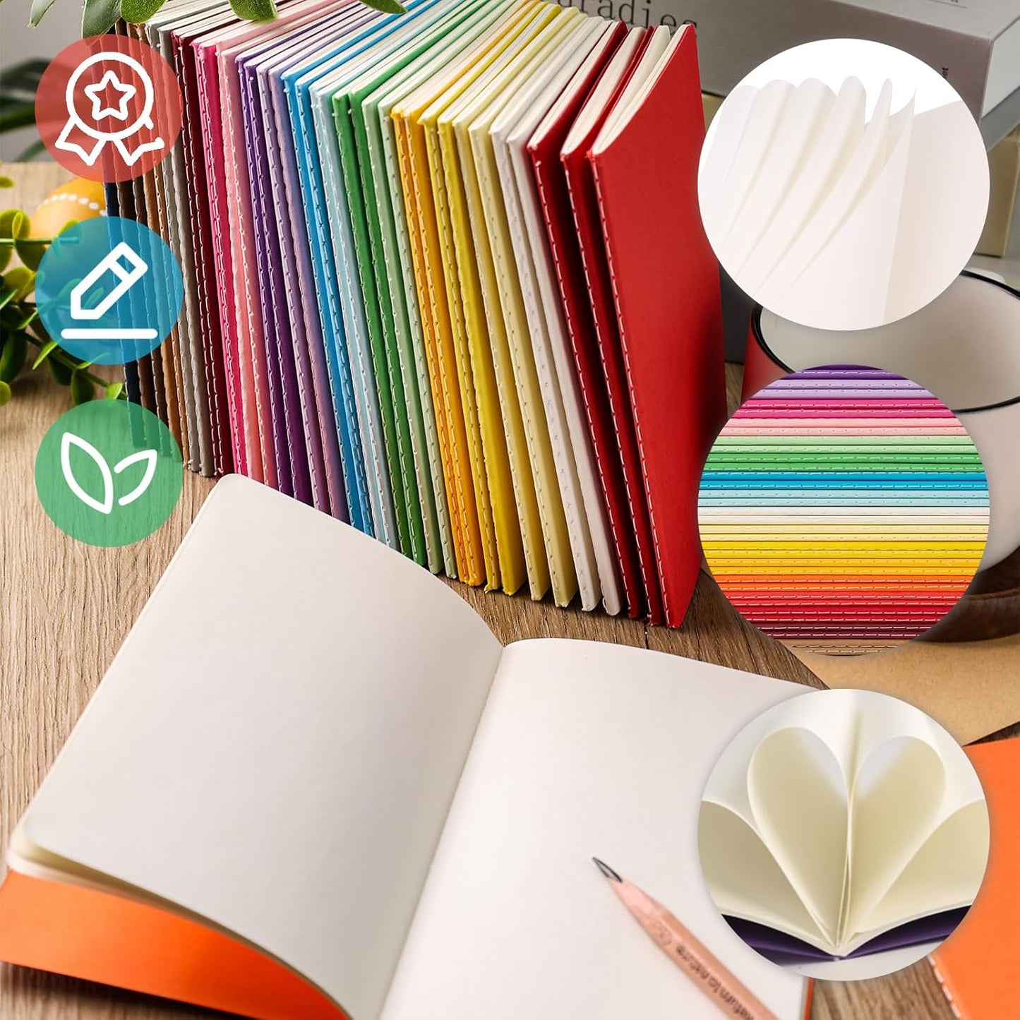 Koogel 40PCS Pocket Notebooks, Mini Blank Notebooks 3.5 x 5.5 Inch Notepads Journals 20 Colors for Students Traveler School Supplies Office