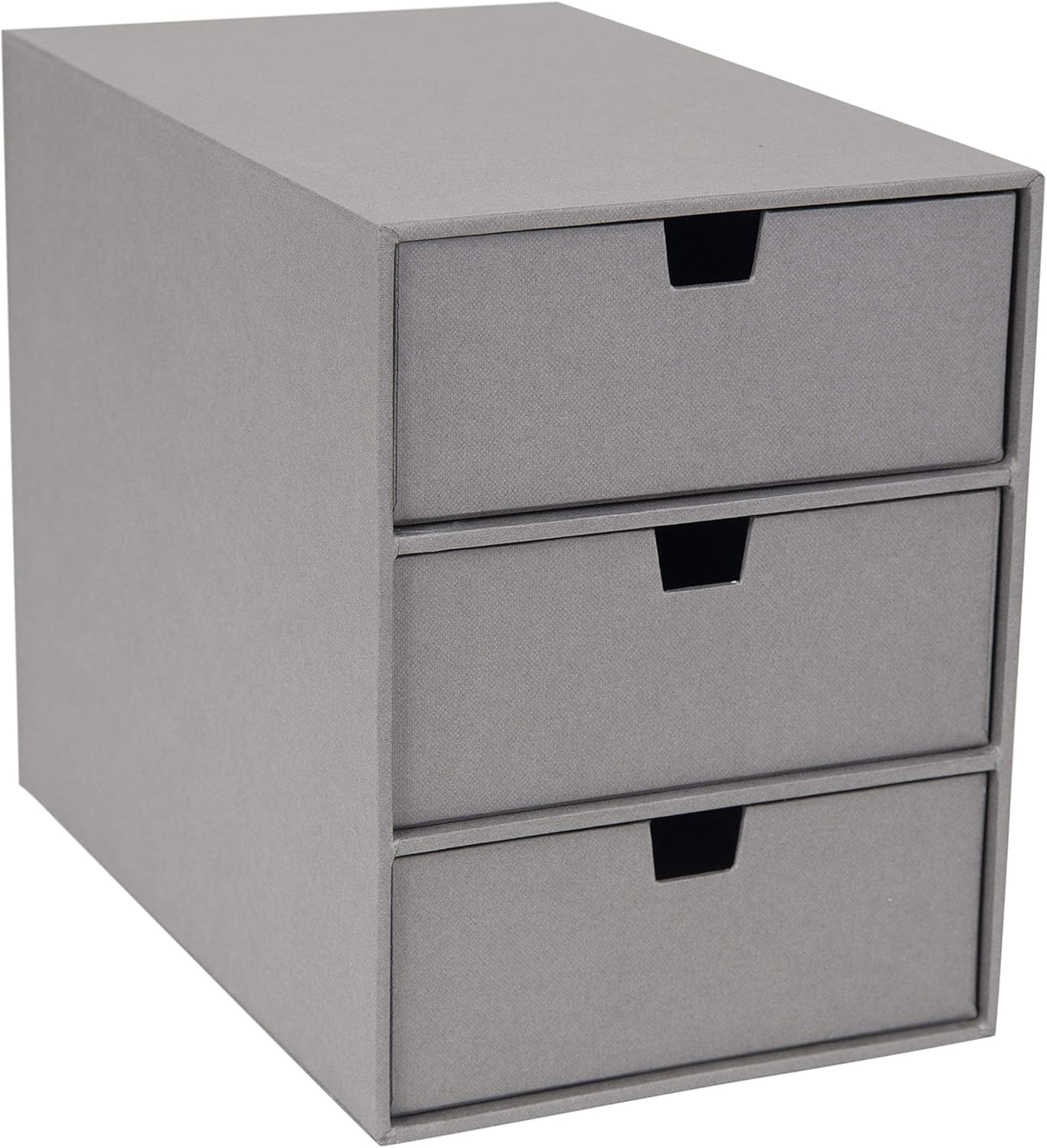 Bigso Box of Sweden Ingrid 3-Drawer Fiberboard Desk Organizer Drawers | Durable Desk Storage Organizer for Office Supplies & Accessories | Stackable Desktop Drawers | 6.3" x 9.9" x 8.1" | Light Grey