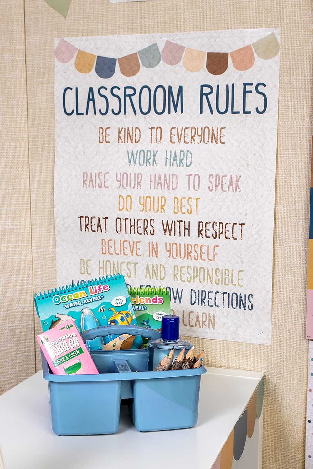 Teacher Created Resources Light Blue Portable Plastic Storage Caddy 6-Pack for Classrooms, Kids Room, and Office Organization, 3 Compartments