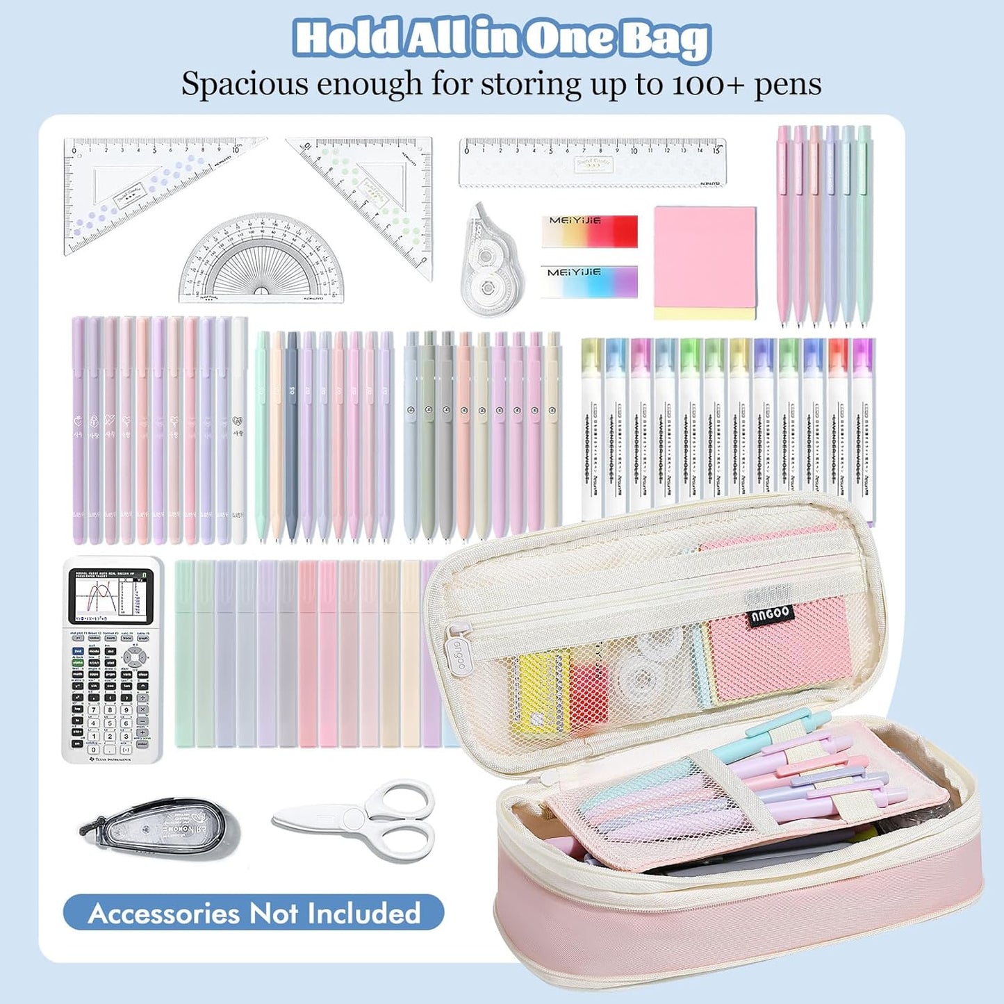 MoKo Large Capacity Pencil Case, Aesthetic Pencil Pouch Bag with Zipper, Cute Pen Case Stationery Organizer Holder for Office/School Supplies, Back to School Gift, Pink