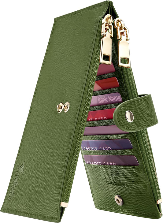 Travelambo RFID Wallet Women Large Size Bifold Multi Card Wallet Case with Zipper Pocke Credit Card Holder for Women