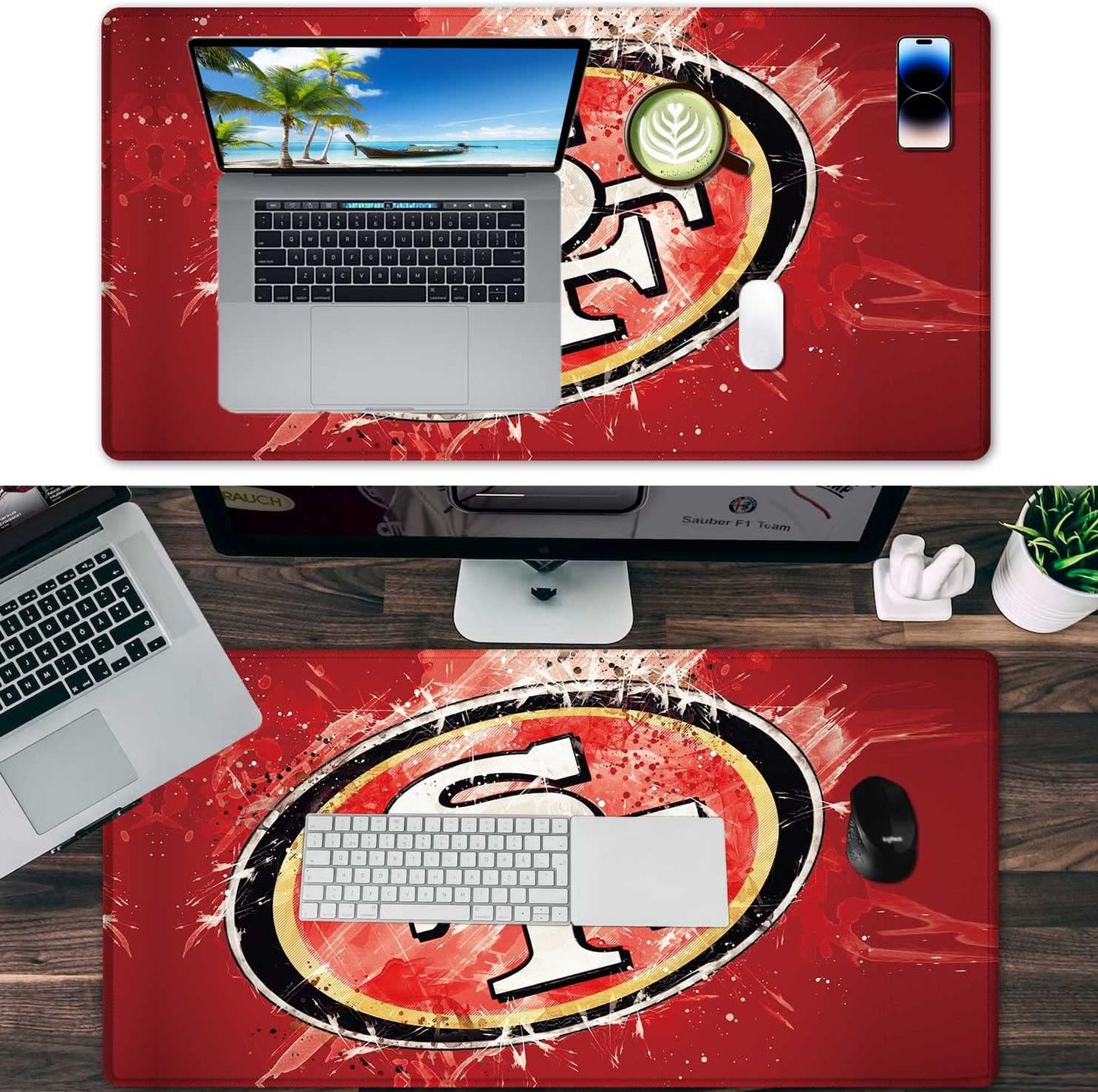 Large Mouse Pad Desk Mat for Home Office, Gaming Mousepad Extended Desk pad - Computer Keyboard Mouse Mat with Non-Slip Base and Stitched Edge Office Desk Organizers and Accessories