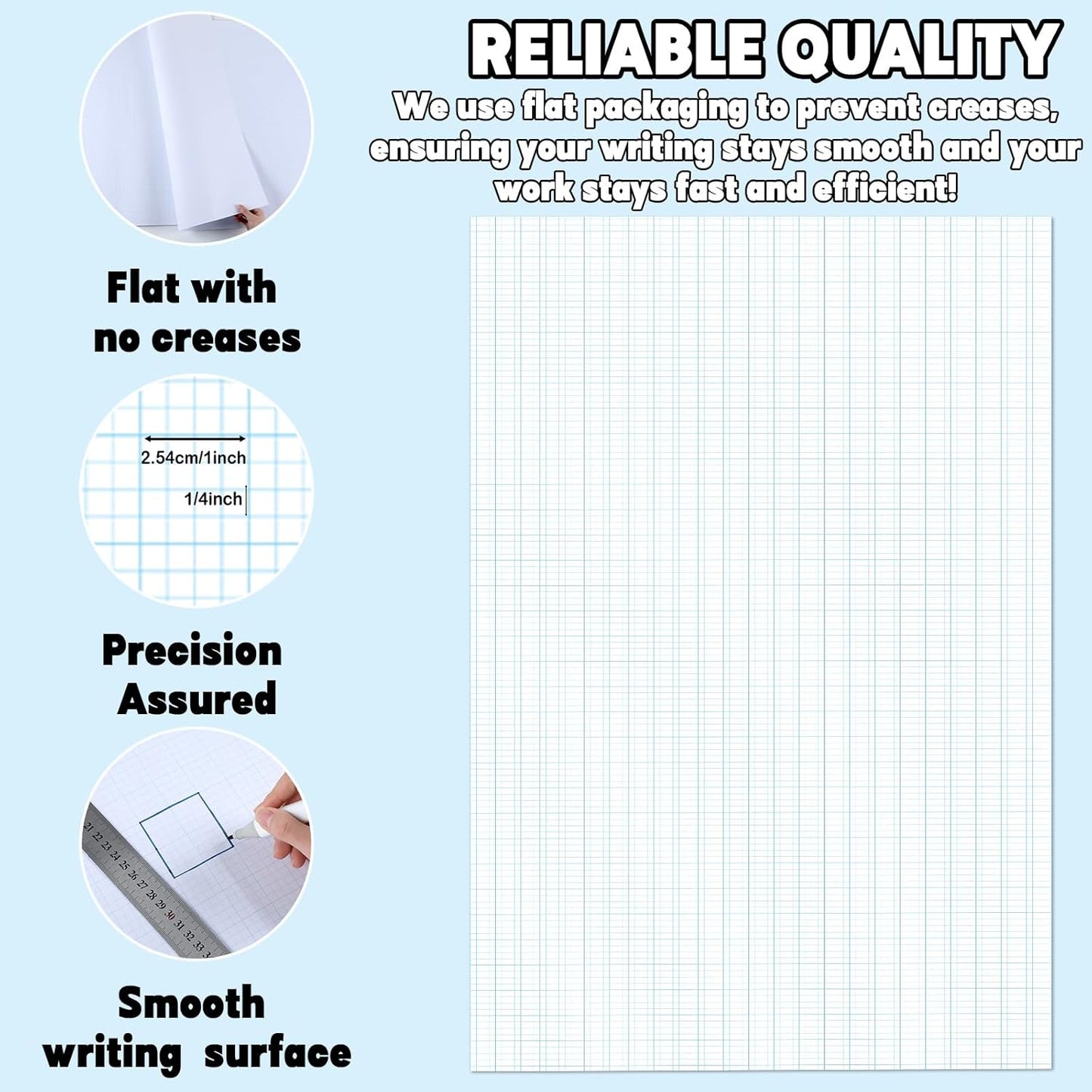 50 Sheets Large Graph Paper 24 X 36 Inch Graph Paper Pad 1 and 1/4inch Ruled Giant Grid Sheet Blueprint Drafting Pad for Engineering Architect Designer Mathematician