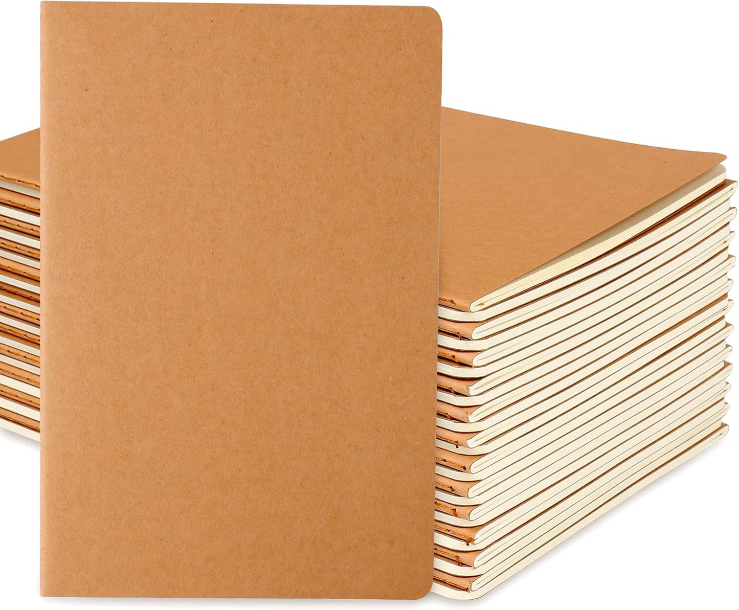 24 Pack Blank Notebook & Journal Bulk, Kraft Cover, Unlined Plain Thick Paper, A5 Size, 5.5x8.3 inch, 60 Page, Small Sketchbook Subject Note Pad Set for Women Men Kids Traveler Student Office