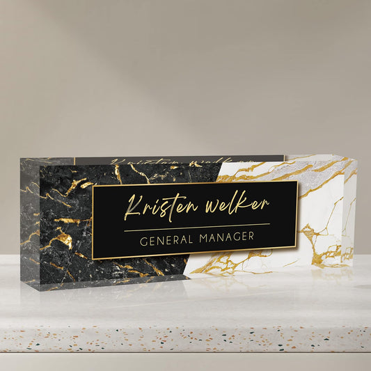 Desk Name Plate Personalized | Custom Name Plates for Desks | Office Gifts for Coworkers, Boss, Employee, Teacher, Social Worker | Office Desk Decor - (8" x 2.5")-Design 4