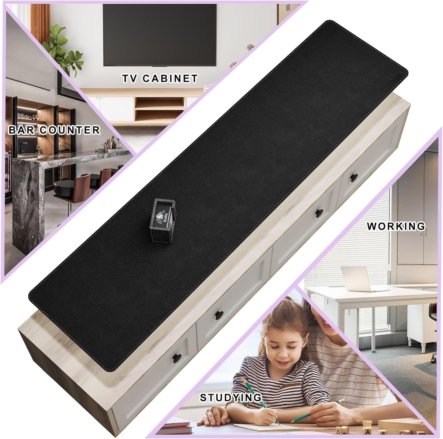 Vyaaa 63"x15.7" PU Leather & Cork Large Desk Mat (Black) - XXL Extended Mouse pad, Reversible Desk Protector, Non-Slip Computer Desk pad for Office, Gaming, Home