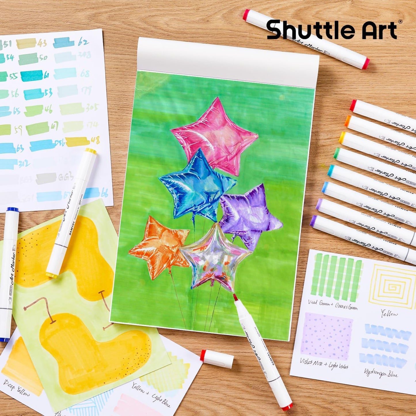Shuttle Art Marker Pad,11.69”x8.27” Portable A4 Sketchbook, 60 Sheets Drawing Paper, 98LB/160GSM Smooth Surface Bleedproof Art Paper, Glue-Bound, Great for Beginners to Draw, Paint & Sketch