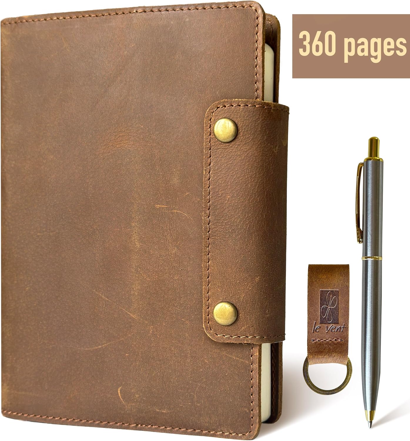 Albero Genuine Leather Journal – A5 Refillable Premium Writing NoteBook, 5x8 Cover, 360 Pages (100 GSM), Professional Organizer for Men and Women, Lined Daily Journal, Handmade Leather Note book