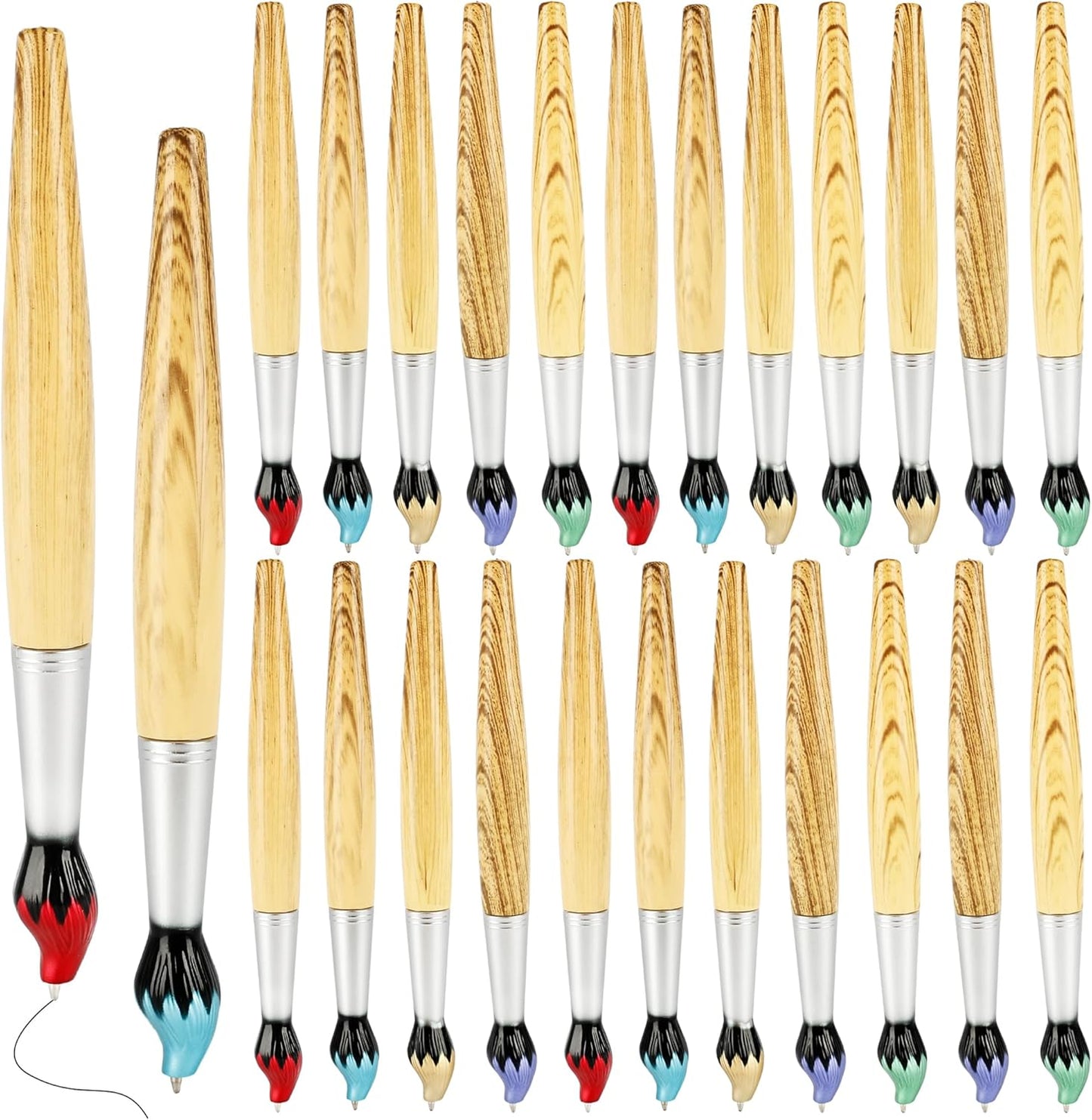 25 Pcs Paint Brush Pens Brush Shape Ballpoint Pen Novelty Paintbrush Blue Ink Pens for Artists School Office Stationery, 5 Colors