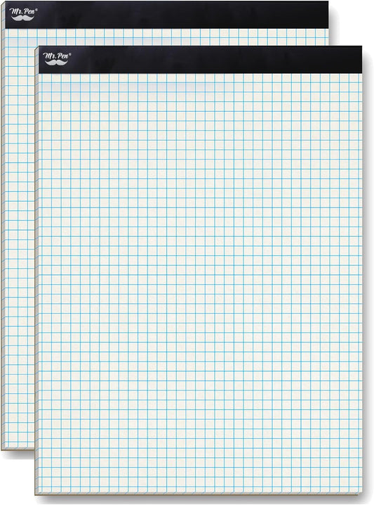Mr. Pen- Graph Paper pads 8.5 x 11 Inches, 2 Pack, 55 Sheets/Pack, 5x5 (5 Squares Per Inch), Blueprint Grid Paper Pads 8.5 x 11, Math Notebook