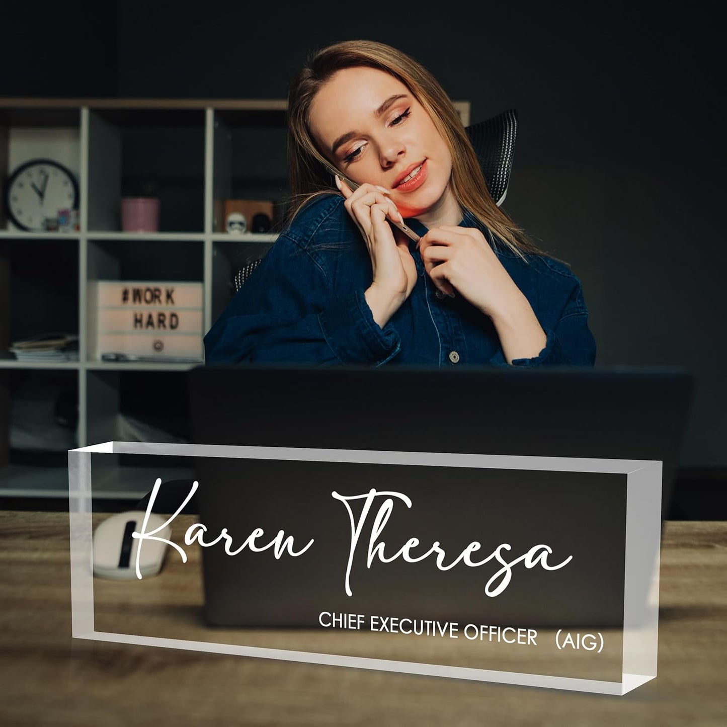 Custom Office Name Plate for Desk, Desk Name Plate Personalized, Personalized Gifts for Women, Appreciation Gifts for Employee Coworkers Boss Teacher, Office Accessories (Engrave Text)