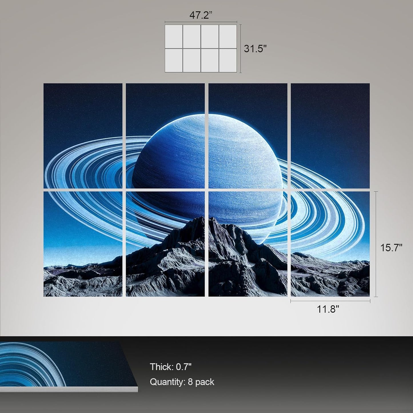 UMIACOUSTICS 8 Pcs 0.7Inch Thick Art Acoustic Panels, Total 47.2” x 31.5” Decorative Acoustical Wall Panels, Sound Absorbing Art Panels for Home, Office, Hotel, Astronomy-Aurora