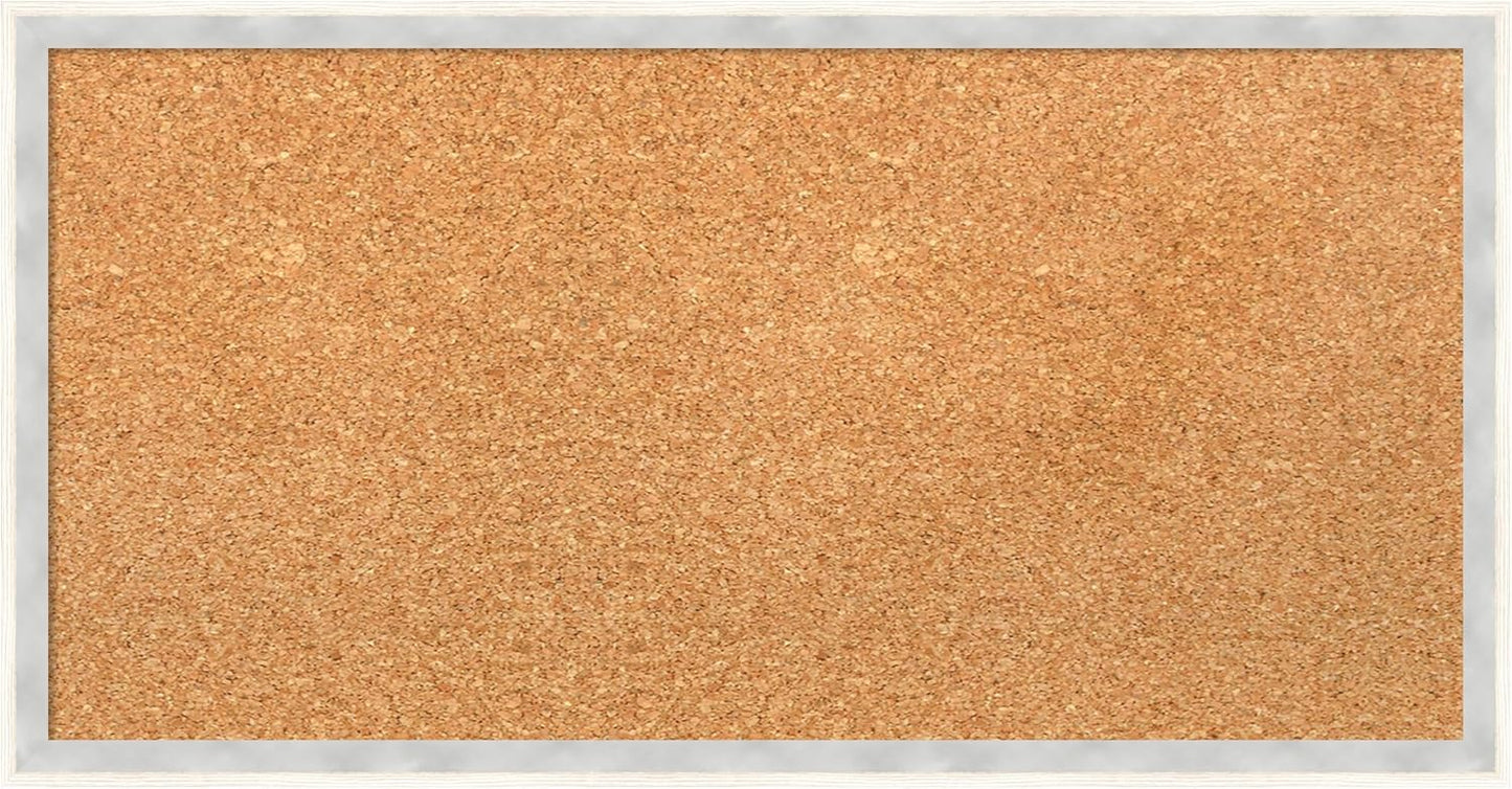 Amanti Art Natural Cork Board for Wall, 13x25 Vision Board with White Frame, Small Corkboard Office Decor for Home Organization, Modern Corkboard Pinboard to Display Items for Home Organization in