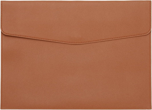 PATIKIL PU Leather A4 File Folder, Document Holder Filing Organizer Portfolio Envelope Folder Case with Snap Closure for Letter Receipt Style 2, Brown