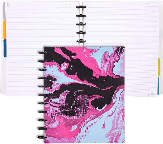 Talia Discbound Notebooks, Planner, Customizable, (xMarble Flow Taffy w/Black Discs, Letter (8.5in x 11in))