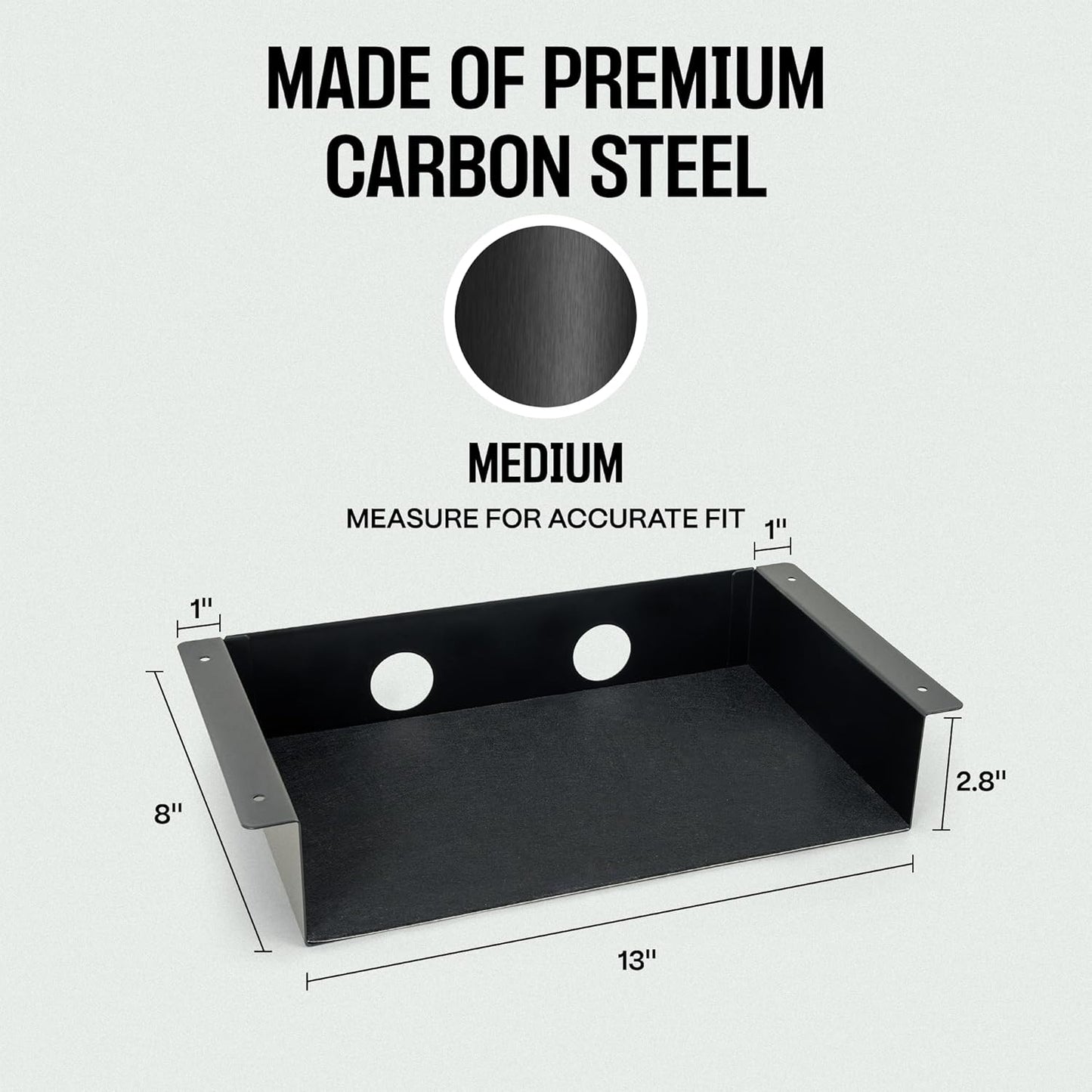 Under Desk Storage Shelf - Carbon Steel Under Desk Tray with Cable Management, Mountable Add-On Shelf for Table & Office Desks (13" x 8" x 2.8")