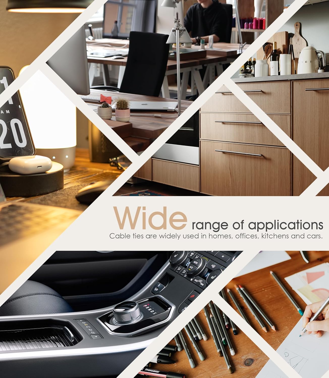 40Pcs Nearockle Reusable Cable Ties, Adjustable Silicone Cord Organizer Small Zip Ties for Charging Cords Earphone Computer Wire, Office Desk Cable Management Travel Accessories(Black)