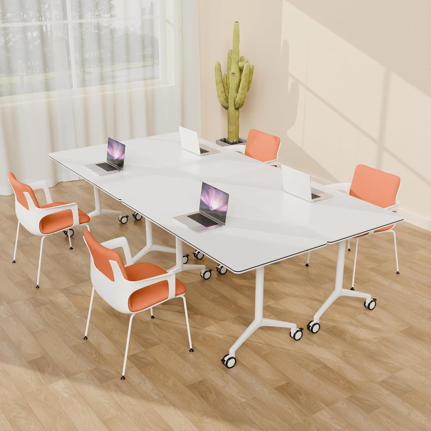 Conference Room Tables,Folding Conference Tables Rolling Meeting Modern Training Table with Flip Top,Mobile Conference Table with Four Locking Wheels,for Meeting Room Office Classroom(2Pack 61in)