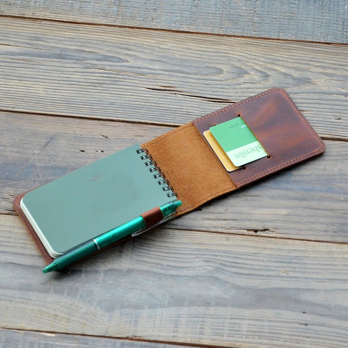 JJNUSA Leather Cover for Rite in the Rain Spiral Notebooks 3" x 5" Distressed Genuine Leather Memo Notebook Cover for Pocket Notebook 3 x 5 Brown