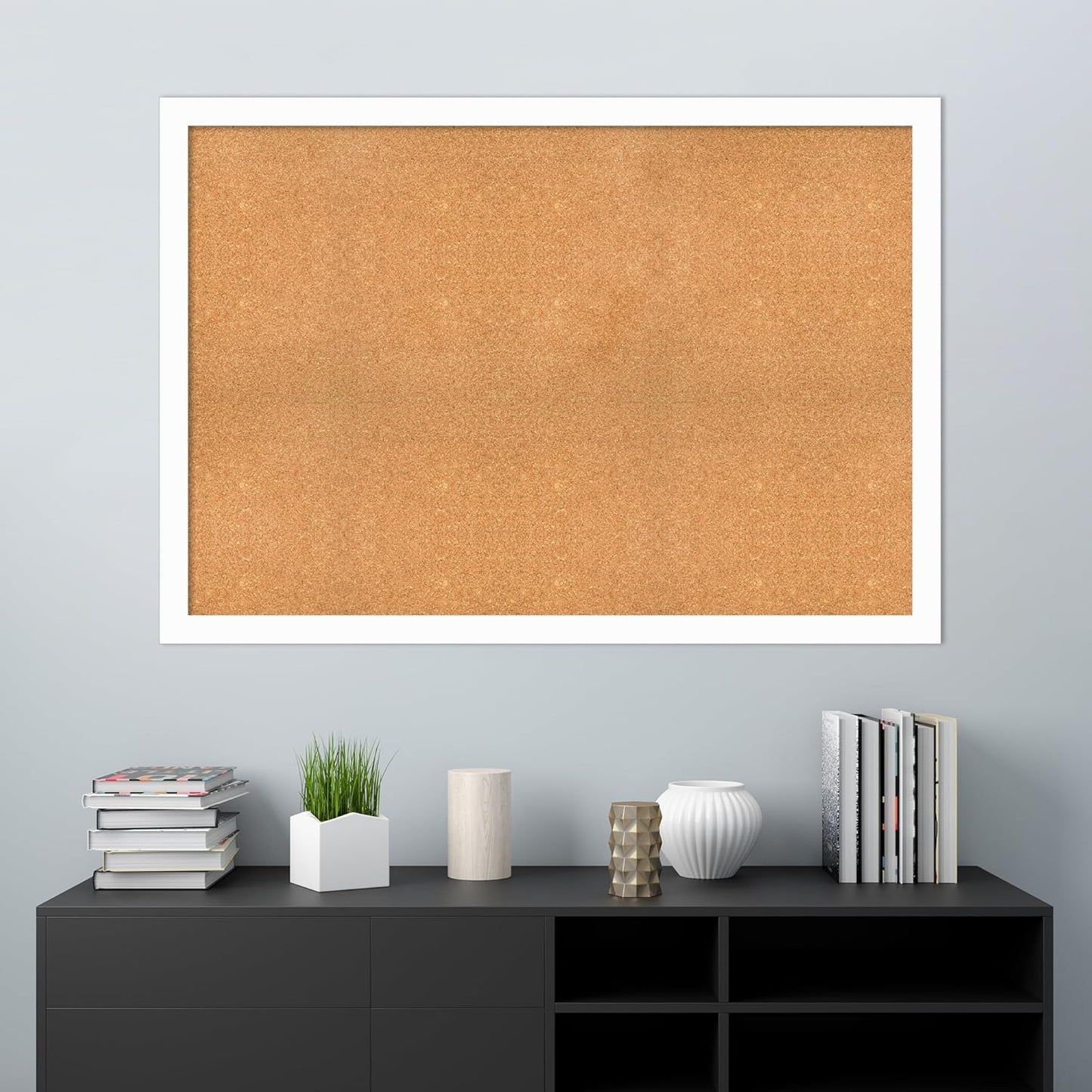 Amanti Art Natural Cork Board for Wall, 37x53 Vision Board with White Frame, Oversize Corkboard Office Decor for Home Organization, Casual Corkboard Pinboard to Display Items for Home Organization in