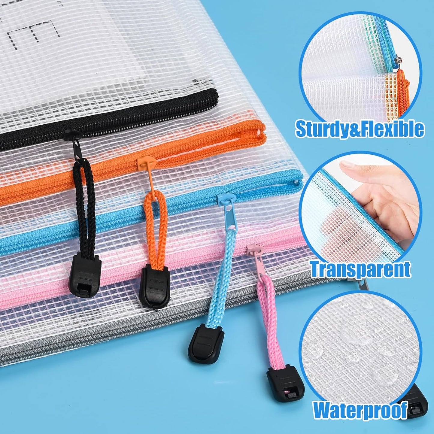 Mesh Zipper Pouch Bags,Zipper Pouches,Mesh Zipper Bags for Organizing,Storage Bags for Office Supplies,Puzzle & Board Game Storage. (A3(10 Pcs)+A4(10 Pcs))